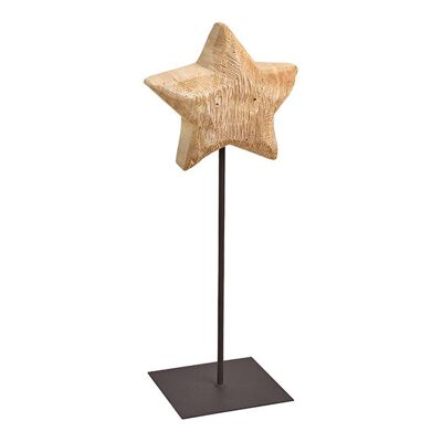 Stern auf Fuß aus Holz/Metall Schwarz/Braun (B/H/T) 20x50x3cm
