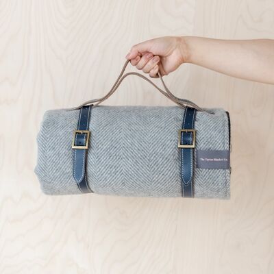 Leather Picnic Carrier - Navy Leather