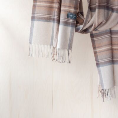 Lambswool Oversized Scarf in Stewart Natural Dress Tartan