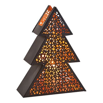 Windlicht Tannenbaum  aus Metall Schwarz (B/H/T) 25x33x10cm