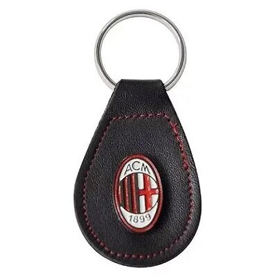 Portachiavi in pelle con logo Milan