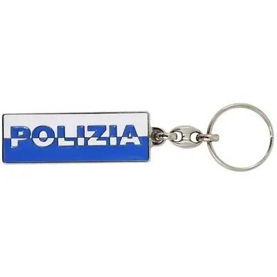 Portachiavi Polizia scritta in metallo smaltato