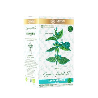 SARISTI LEMON VERBENA  Organic Herbal Tea , Box 20 Single Wrapped tea bags