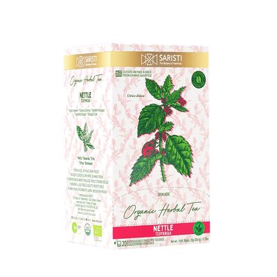 SARISTI NETTLE Organic Herbal Tea , Box 20 Single Wrapped tea bags