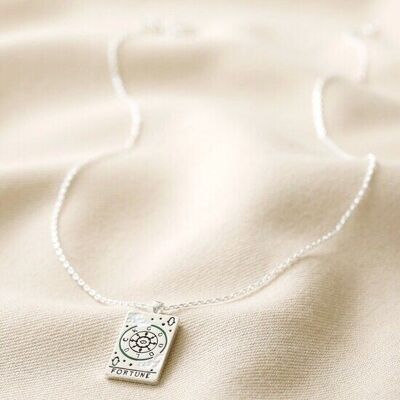Enamel The Fortune Tarot Card Necklace in Silver