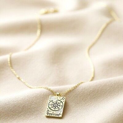 Enamel The Fortune Tarot Card Necklace in Gold