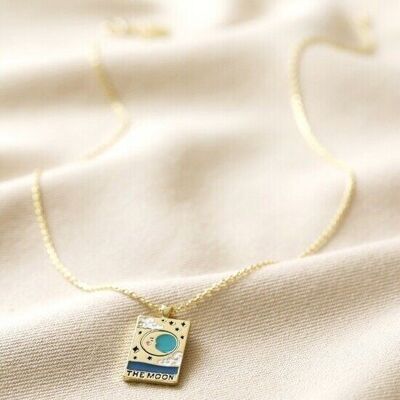 Enamel The Moon Tarot Card Necklace in Gold