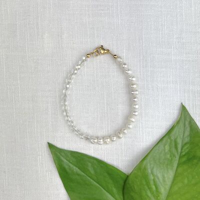 Bracelet blanc facettes & perles