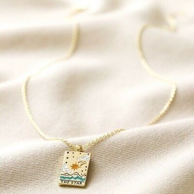 Enamel The Star Tarot Card Necklace in Gold