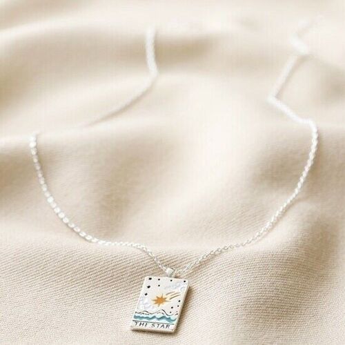 Enamel The Star Tarot Card Necklace in Silver