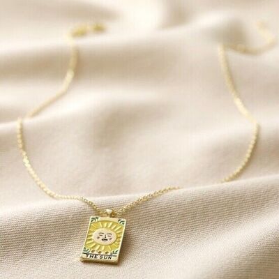 Enamel The Sun Tarot Card Necklace in Gold