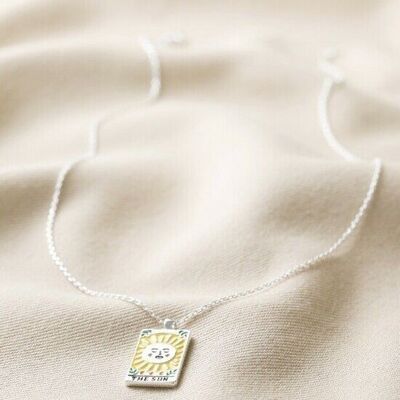 Enamel The Sun Tarot Card Necklace in Silver