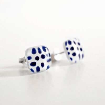 Blue Polka Dot Stud Earrings