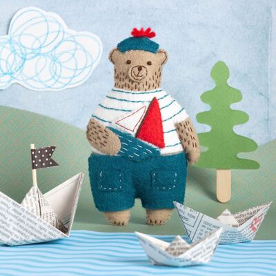 Marcel l'orso marinaio mini kit artigianale in feltro