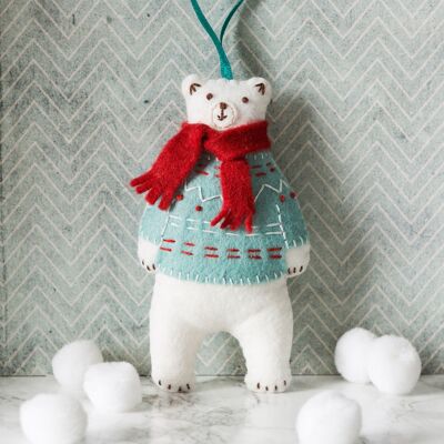 Mini kit de artesanía de fieltro de oso polar