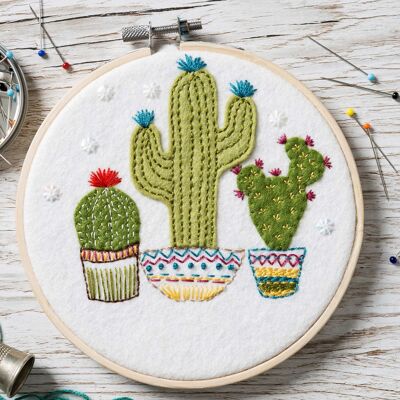Kit d'artisanat de cerceau d'appliqué de cactus