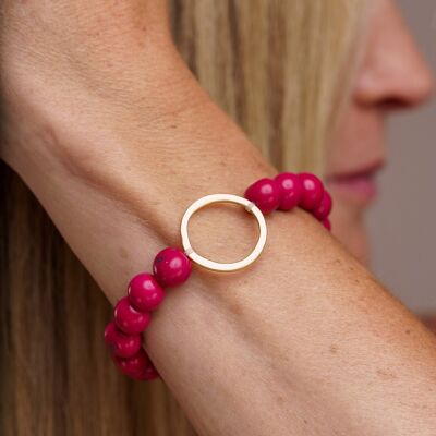 Argola Brass Acai Bracelet - Fucshia