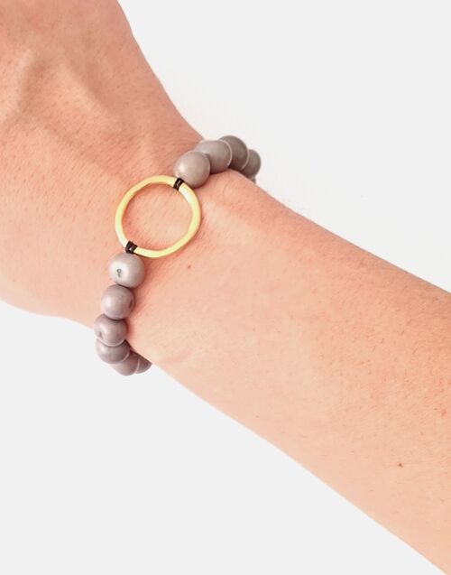 Argola Brass Acai Bracelet - Grey