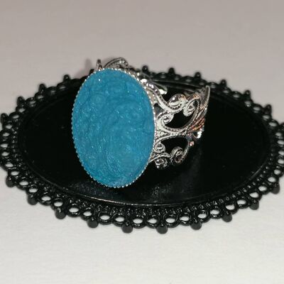 Bague argentée bleue 1