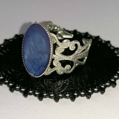 Bague baroque bleu marine 2