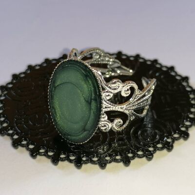 Bague baroque vert foncé 1