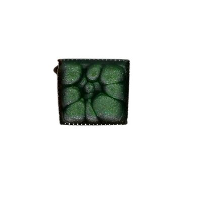 Bague carrée bronze vert foncé 1