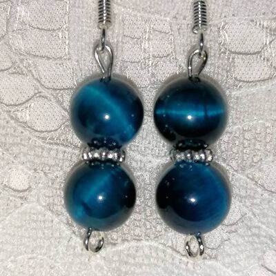 Boucles d'oreilles Oeil Tigre bleu 2