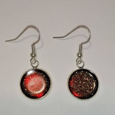 Boucles d'oreilles rouge doré 2