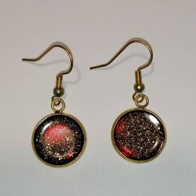 Boucles d'oreilles rouge doré 3