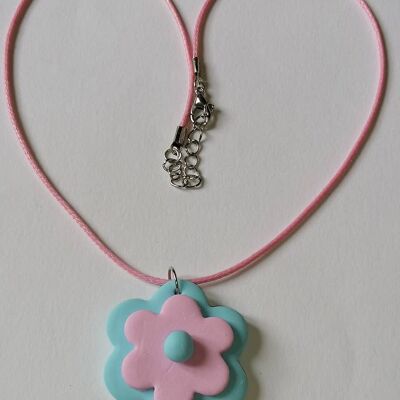 Parure fleur bleu rose pastel 3