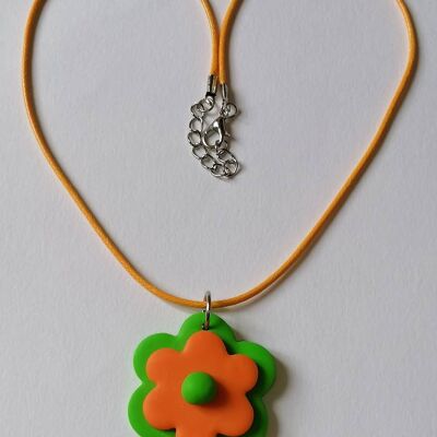 Parure fleur vert et orange 3