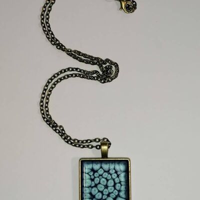 Pendentif carré bronze bleu 2