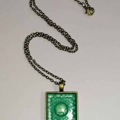 Pendentif carré bronze vert 2