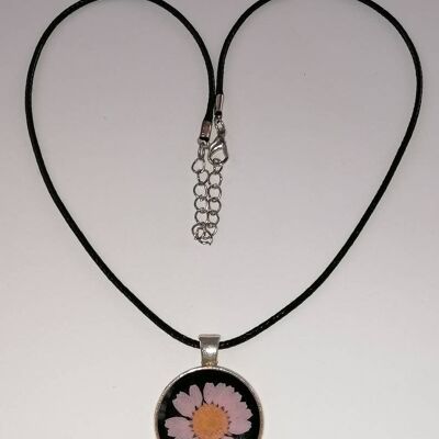 Pendentif fleur séchée mauve 1