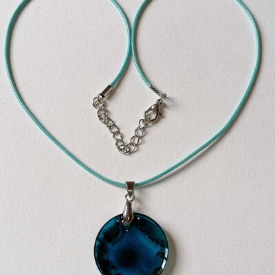 Pendentif résine bleu turquoise 3