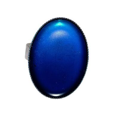 Bague argentée bleu