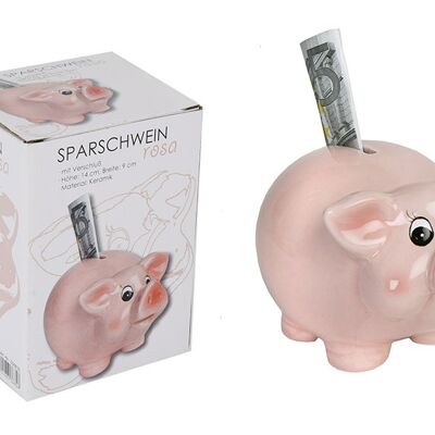 Sparschwein aus Keramik Pink/Rosa (B/H/T) 13x8x8cm