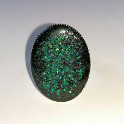 Bague noire irisée