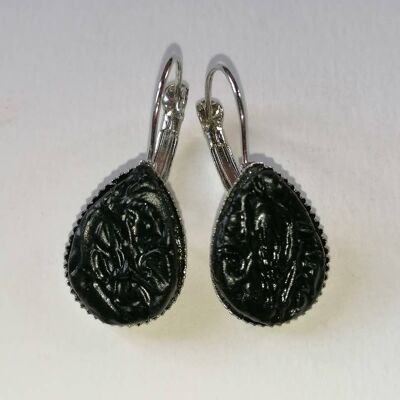 Boucles d'oreilles noires baroque