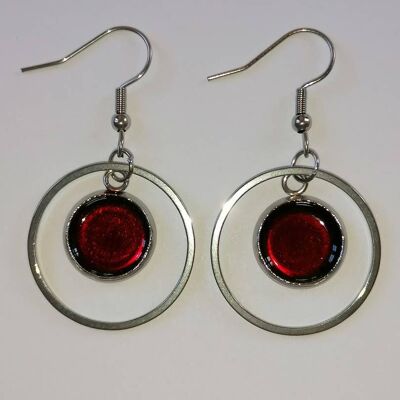 Boucles d'oreilles rondes rouge