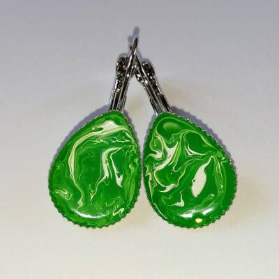 Boucles d'oreilles vert blanc