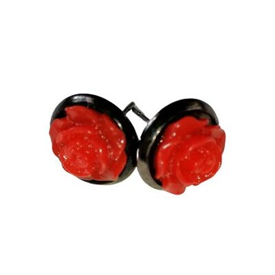 Clous d'oreilles rose rouge