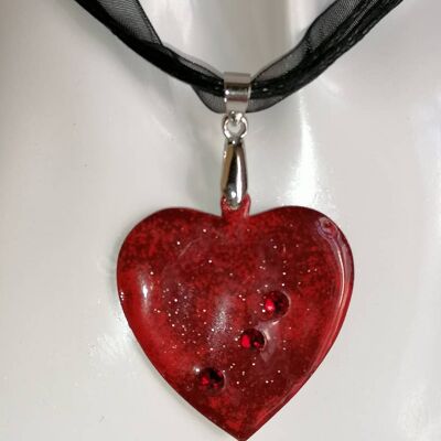 Collier coeur rouge Swarovski