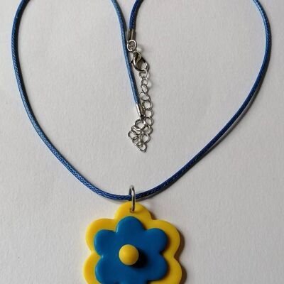 Parure fleur jaune bleu