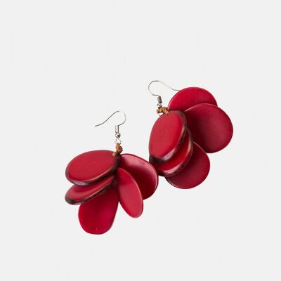 Boucles d'oreilles Bogota Tagua - Rouge