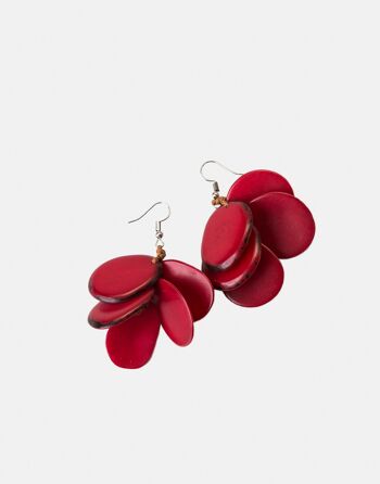 Boucles d'oreilles Bogota Tagua - Rouge