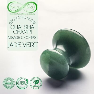 Champi Guasha - Pietra di giada verde - Rilassamento e massaggio - Appagamento sollevante - Pietra naturale - Regalo da offrire