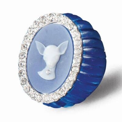 Ring with blue chihuahua cameo