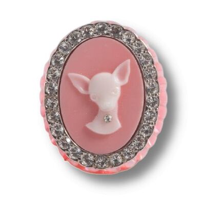 Anello con cammeo chihuahua rosa