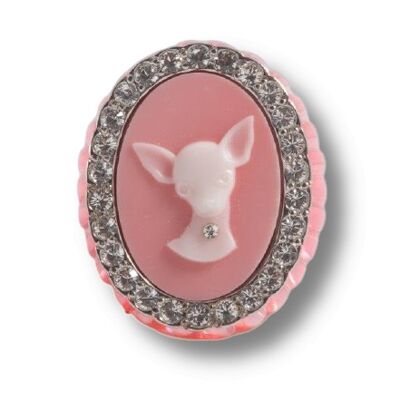 Ring with pink chihuahua cameo